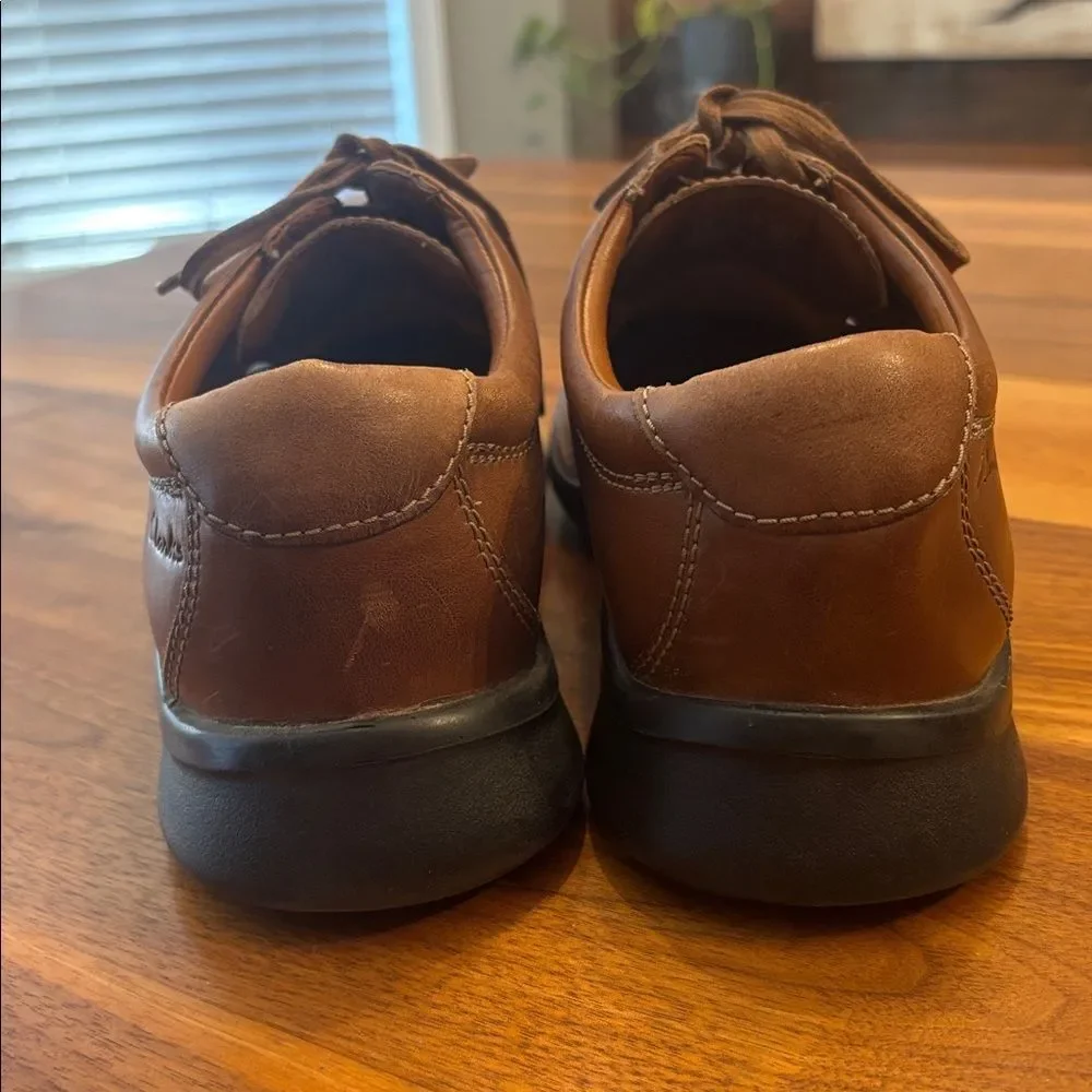 Clark’s Men’s Brown Kempton Run Leather Lace Up Dress Shoes Size 9 W